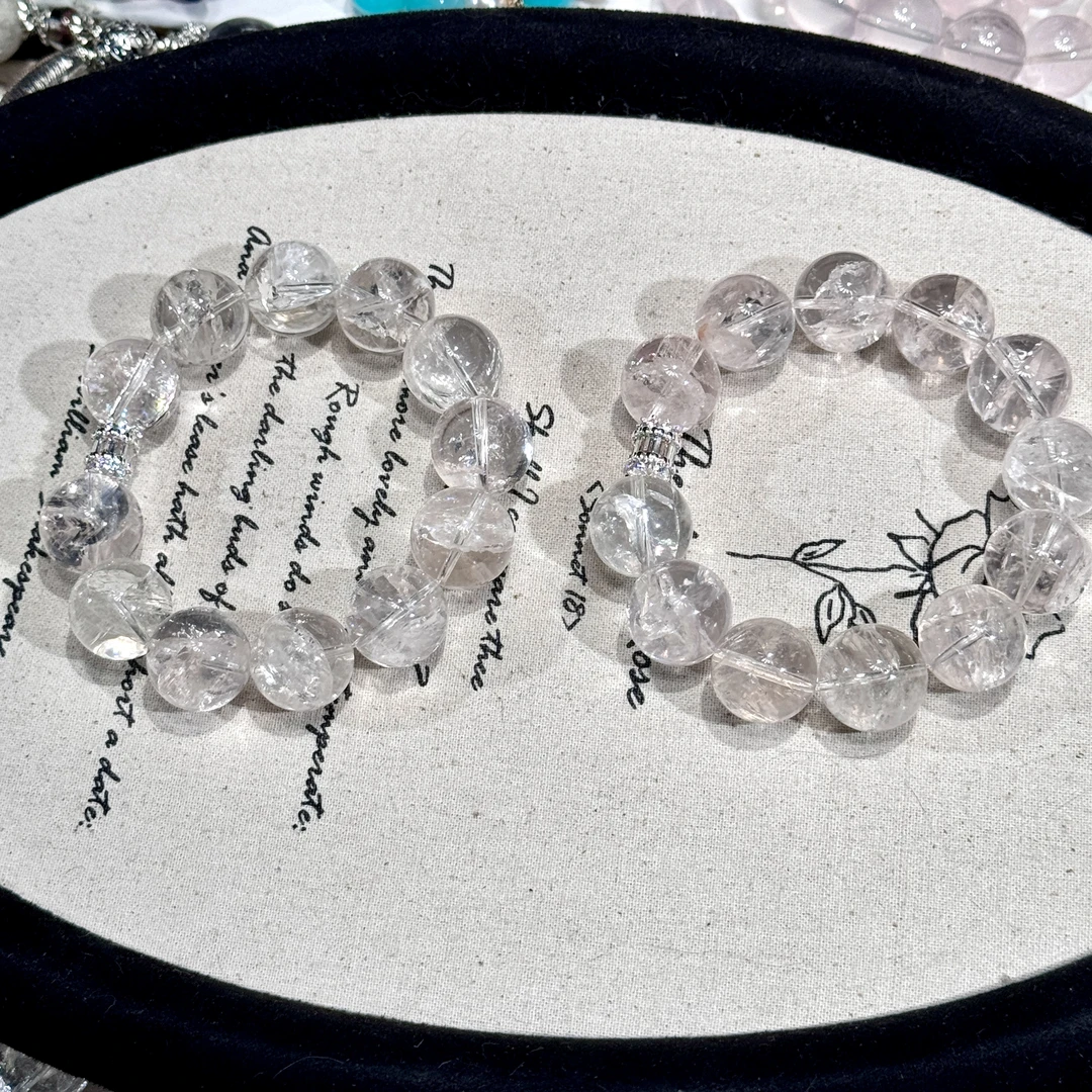 金粉世家·系列天然水晶粉水晶粉阿塞设计款手串多样发其一