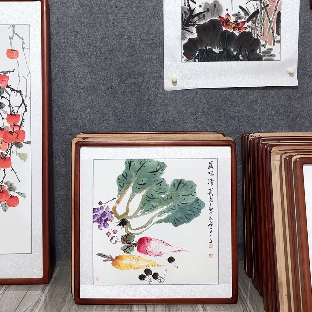 国画书画作品带框63×63