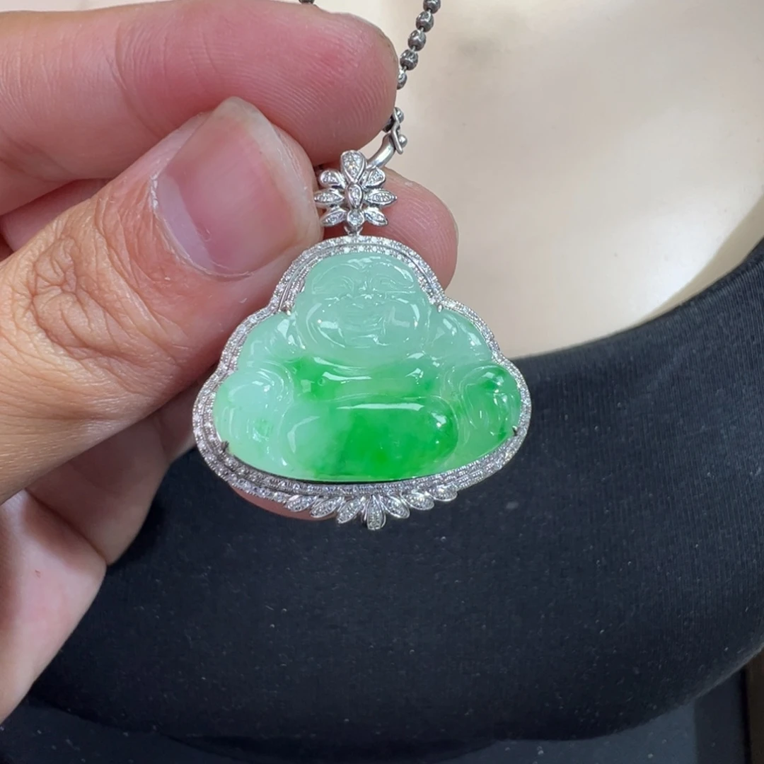 翡翠18K金镶嵌吊坠(不含链)