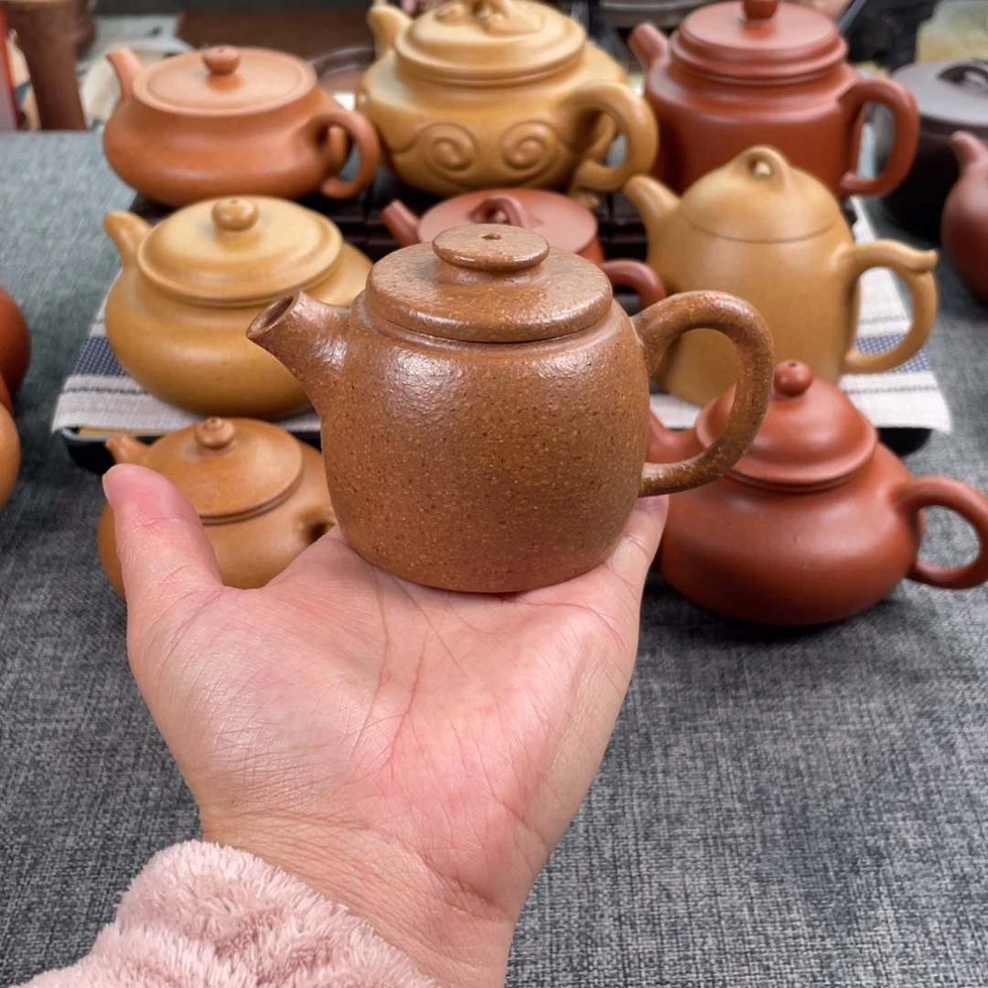 紫砂茶壶黄降坡巨轮16目140半手