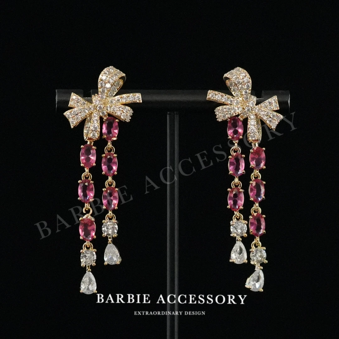 铜合金合成锆石耳饰 【星蝶光柳】复古法式设计款高级绝美百搭耳环