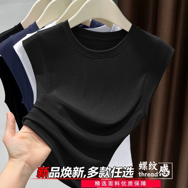 女士优质冰丝t恤女款宽松显瘦夏洋气百搭休闲小飞袖爆款纯色T恤