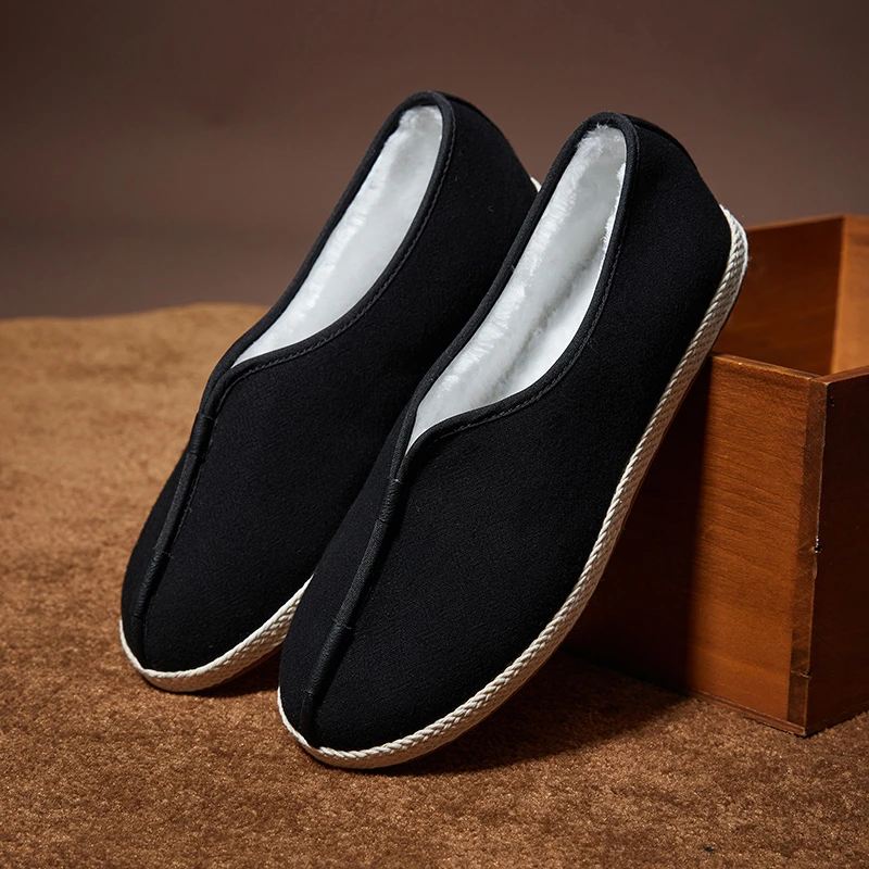 BUYUTANG/布语堂冬季禅意款加绒保暖棉布鞋男女居士僧鞋防滑棉鞋