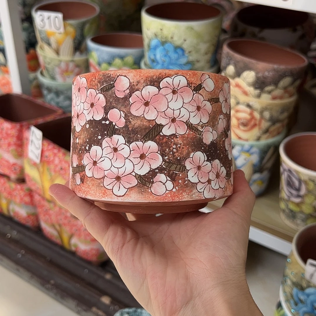 进***羊景德镇炫彩手绘景德镇陶瓷花盆