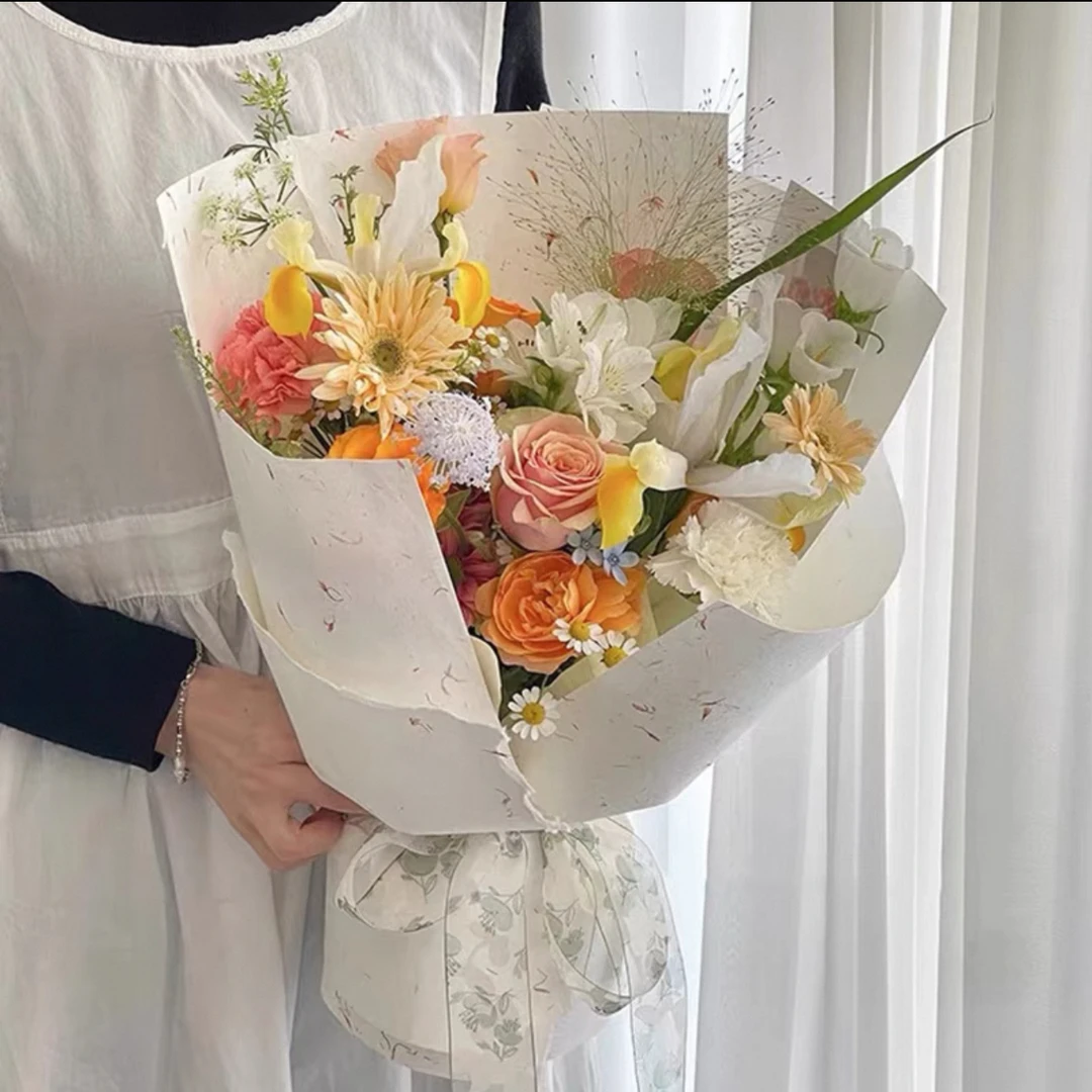 惜花时光 手工花瓣纸东巴纸高质感鲜花包装纸花束花艺资材