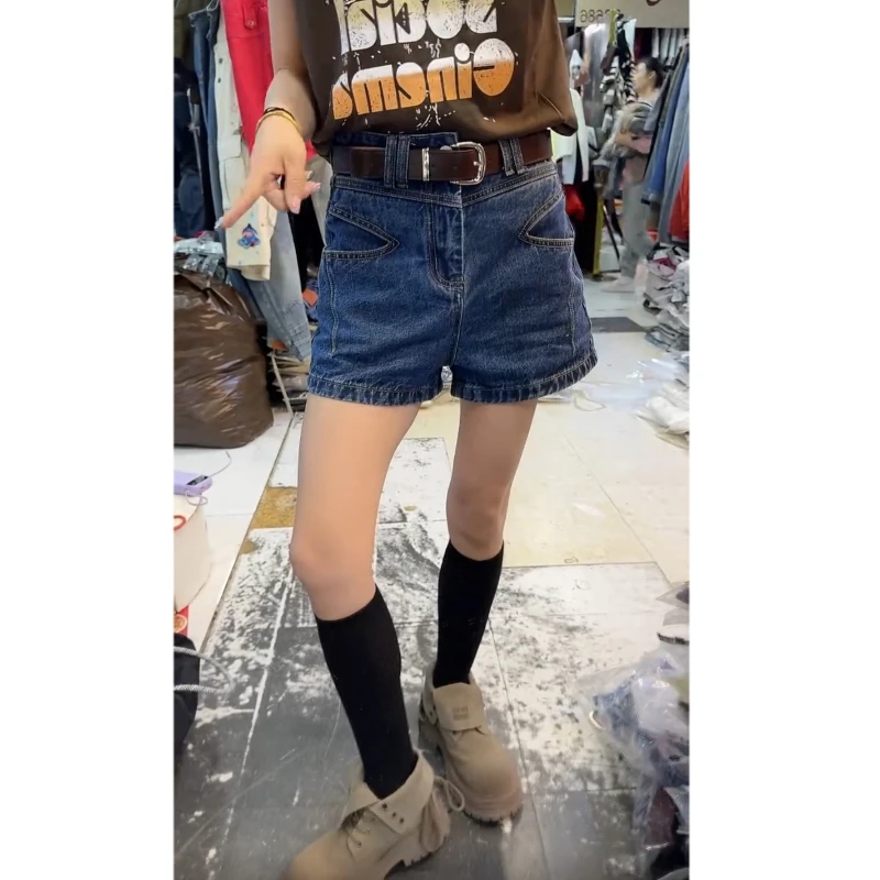 2025年透气毛边薄款热裤阔腿高腰个性休闲风短裤时尚成人夏季裤子