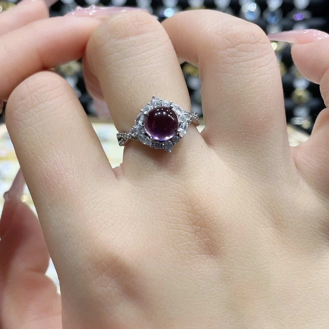 紫晶戒指银S925镶嵌戒指