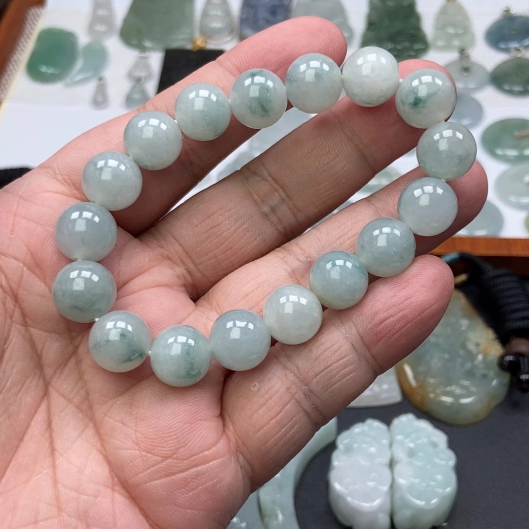 翡翠未镶嵌颈饰飘花手串  天然缅甸A货翡翠