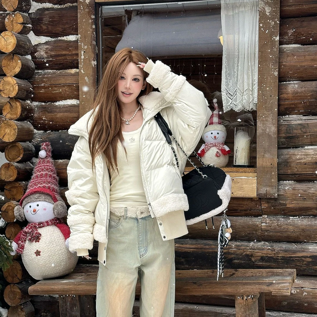 【可可推荐】【滑雪女星】冬季新款拼接连帽滑雪羽绒服S497