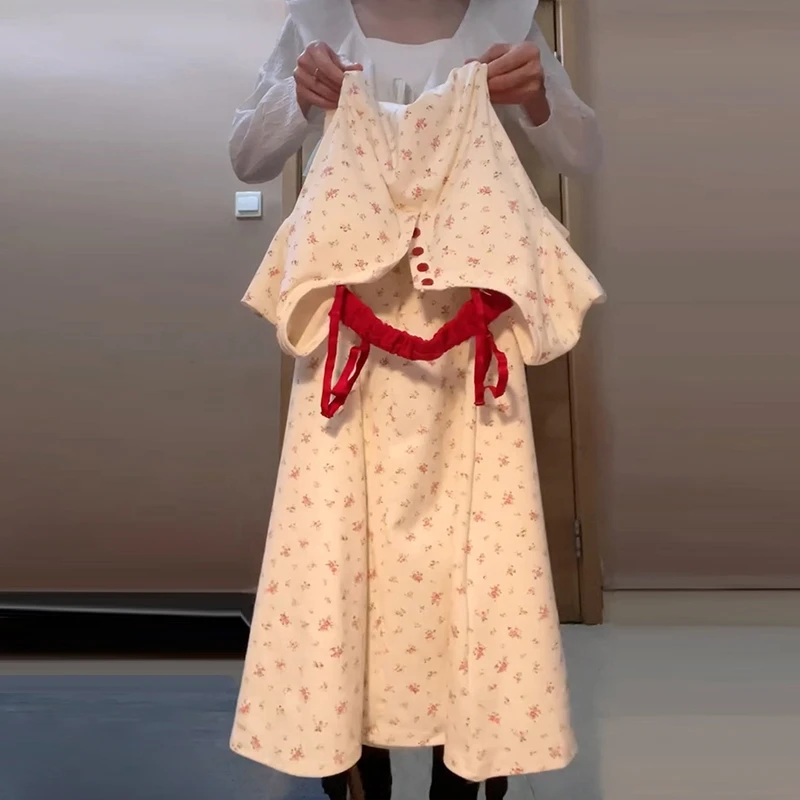 法式方领碎花气质连衣裙子女夏季2025新款收腰显瘦包臀小个子长裙