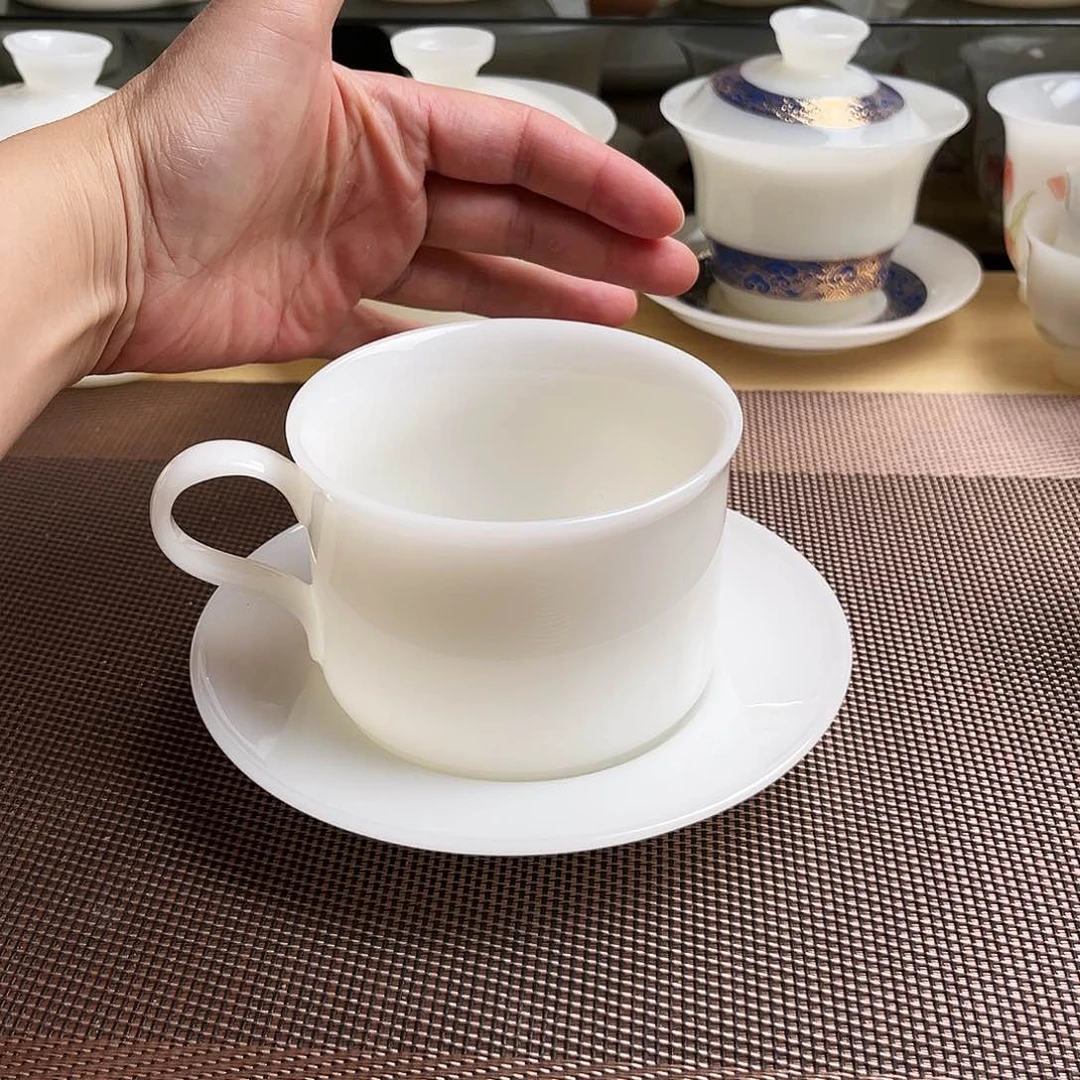瓷片璞玉瓷咖啡杯加底碟