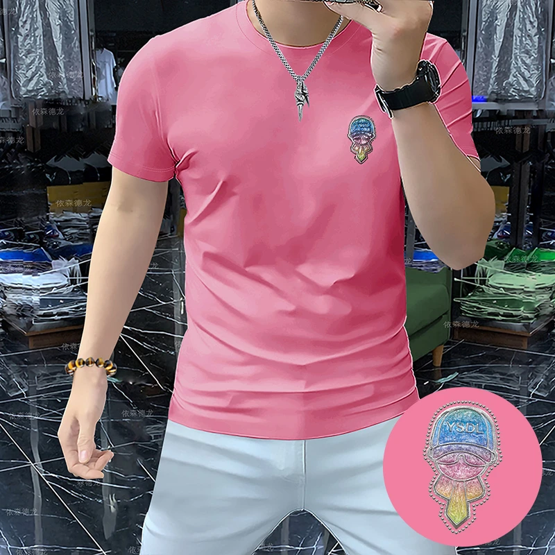2025年夏季新款男士丝光棉圆领短袖帅气潮流网红款男士短袖t恤