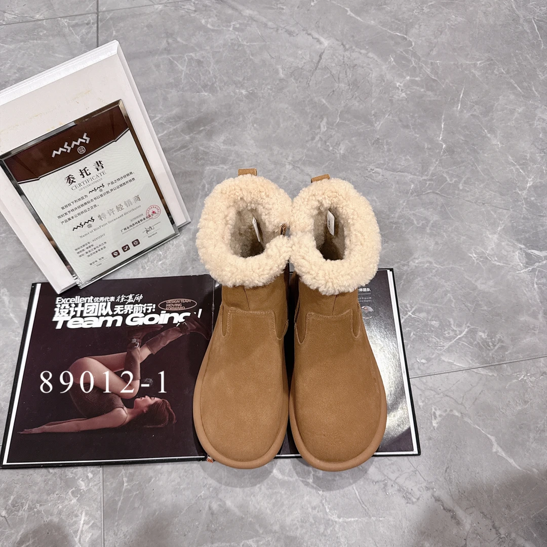 平跟保暖冬季常规款时尚雪地靴侧拉链胶粘耐磨圆头89012-1