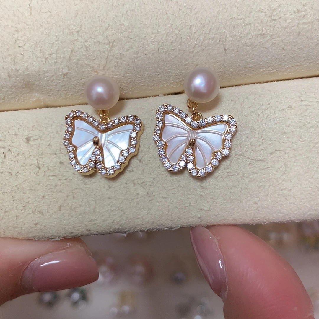 淡水珍珠耳饰合金