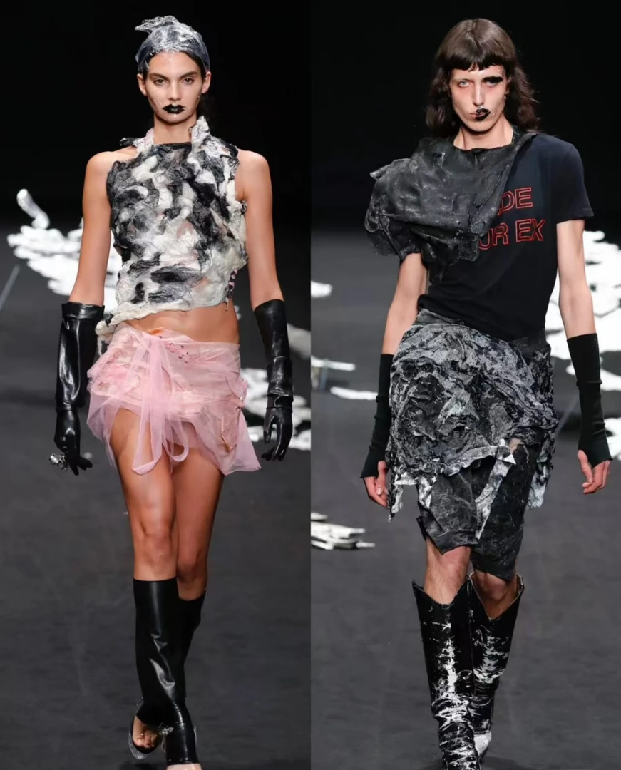 【大白同款黑白长裤】2025年夏季时装周秀场定制黑白提花长裤7708#