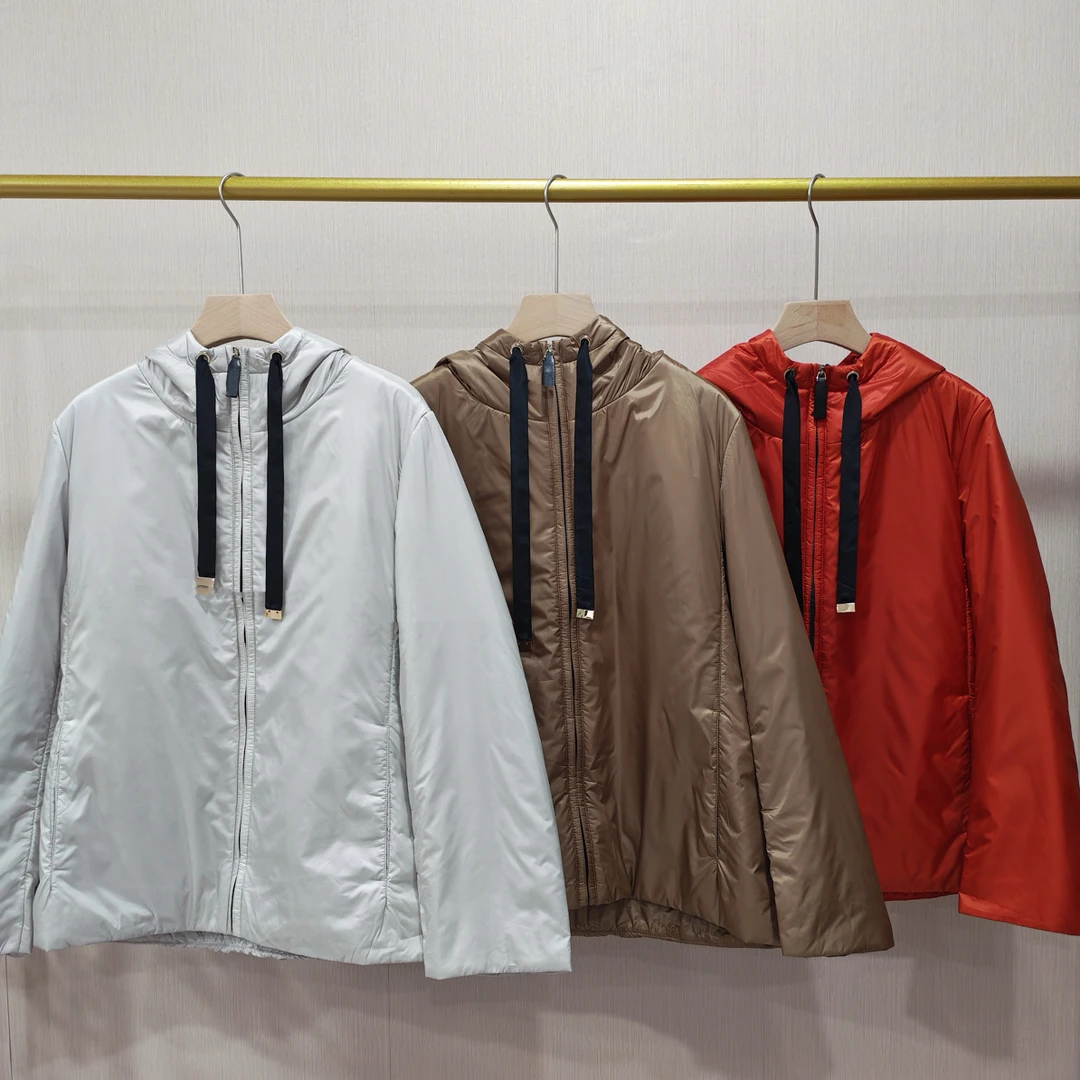 【Hua】3375秋冬季新款休闲百搭宽松保暖驼绒夹层连帽拉链棉服外套