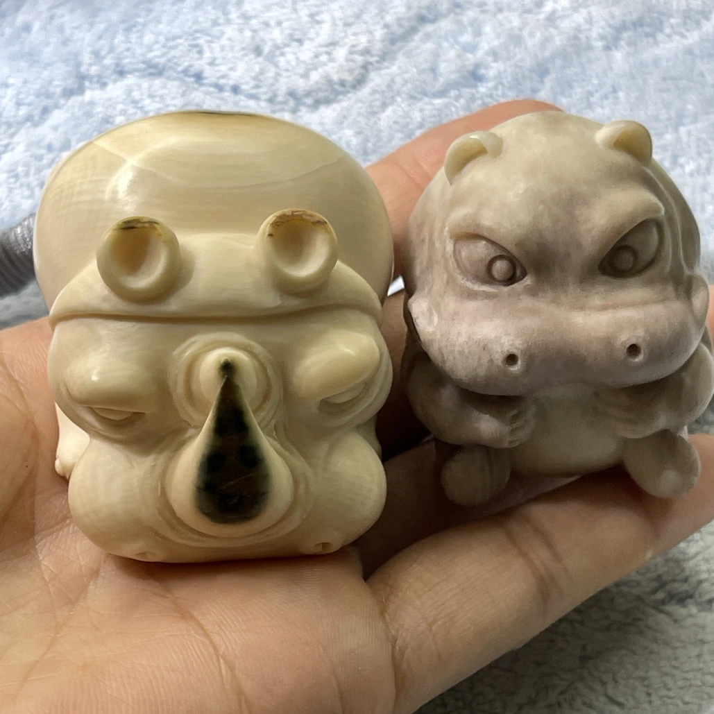 猛犸犀牛把件 鹿角把件
