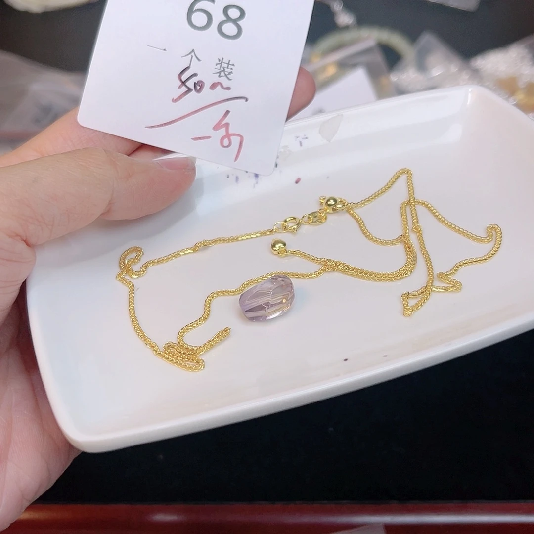 紫晶珠宝半成品银S925镀金镶嵌68