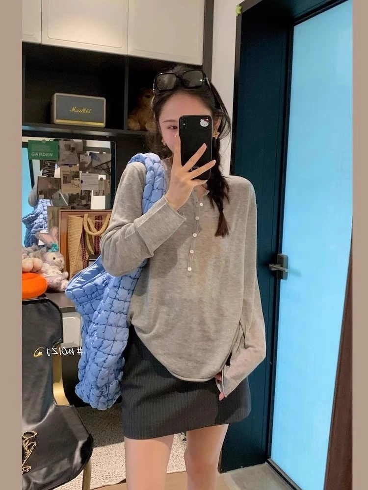 羊毛衫女秋冬新款长袖百搭显瘦宽松设计感针织白色休闲薄款网红