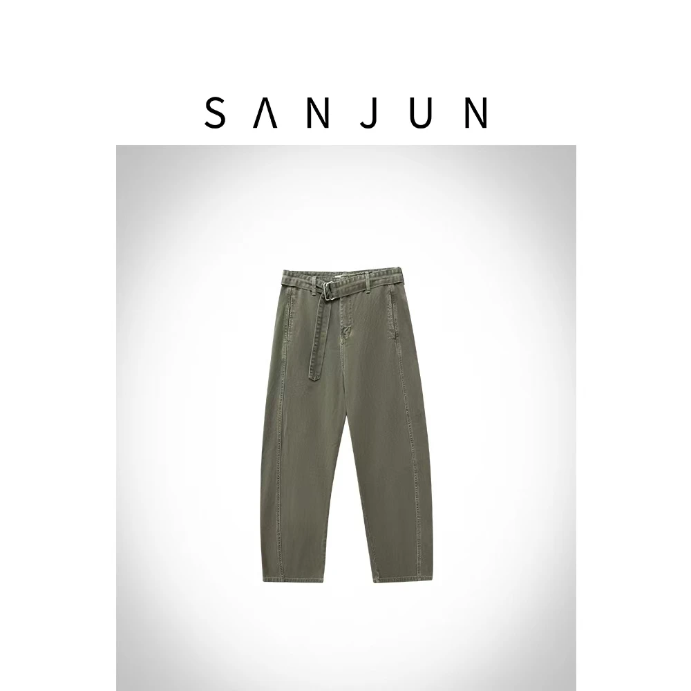 SanJun 定制特染时髦弯刀牛仔裤+腰带 5C 0267
