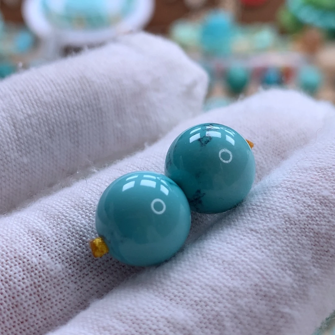 绿松石未镶嵌颈饰原矿绿松石圆珠套装