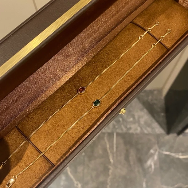 金名珠宝 18k金古巴彩宝碧玺手链夏日必备时尚单品可调节长度