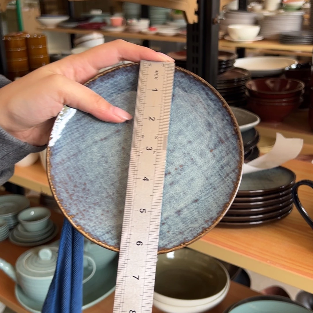 新骨瓷078微瑕牛仔蓝麻布纹6.25寸骨碟