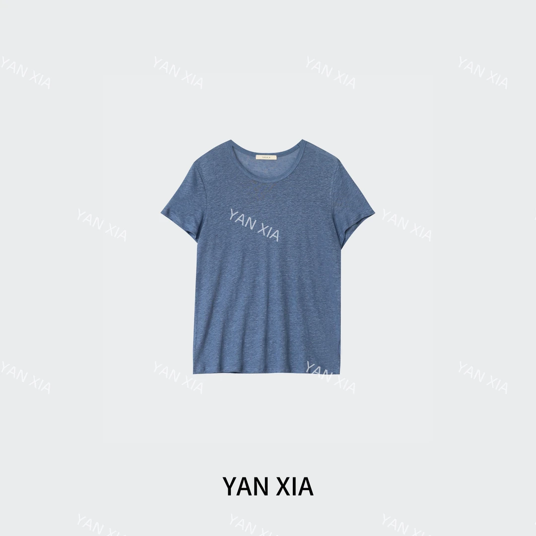 "天然亲肤" 100亚麻短袖 夏季轻薄短袖 经典圆领 舒适百搭 W-368