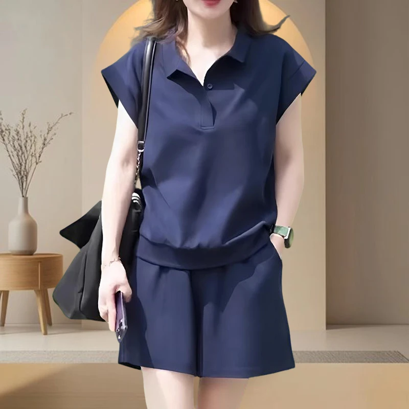 夏季减龄显瘦休闲裤套装网红洋气炸街女装气质短裤短袖时尚两件套