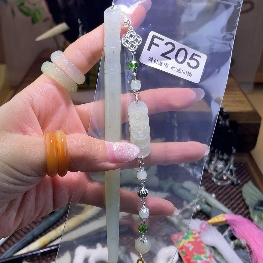 蛇纹石玉发饰合金丽**风
