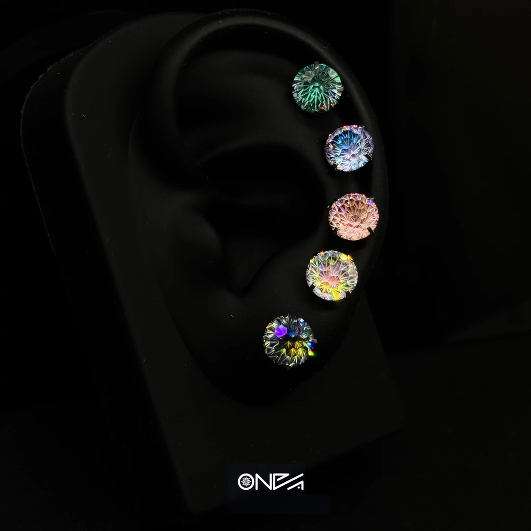 钛钢合成锆石耳饰 ONEPART 調色師系列 316L钛钢耳钉男女通用