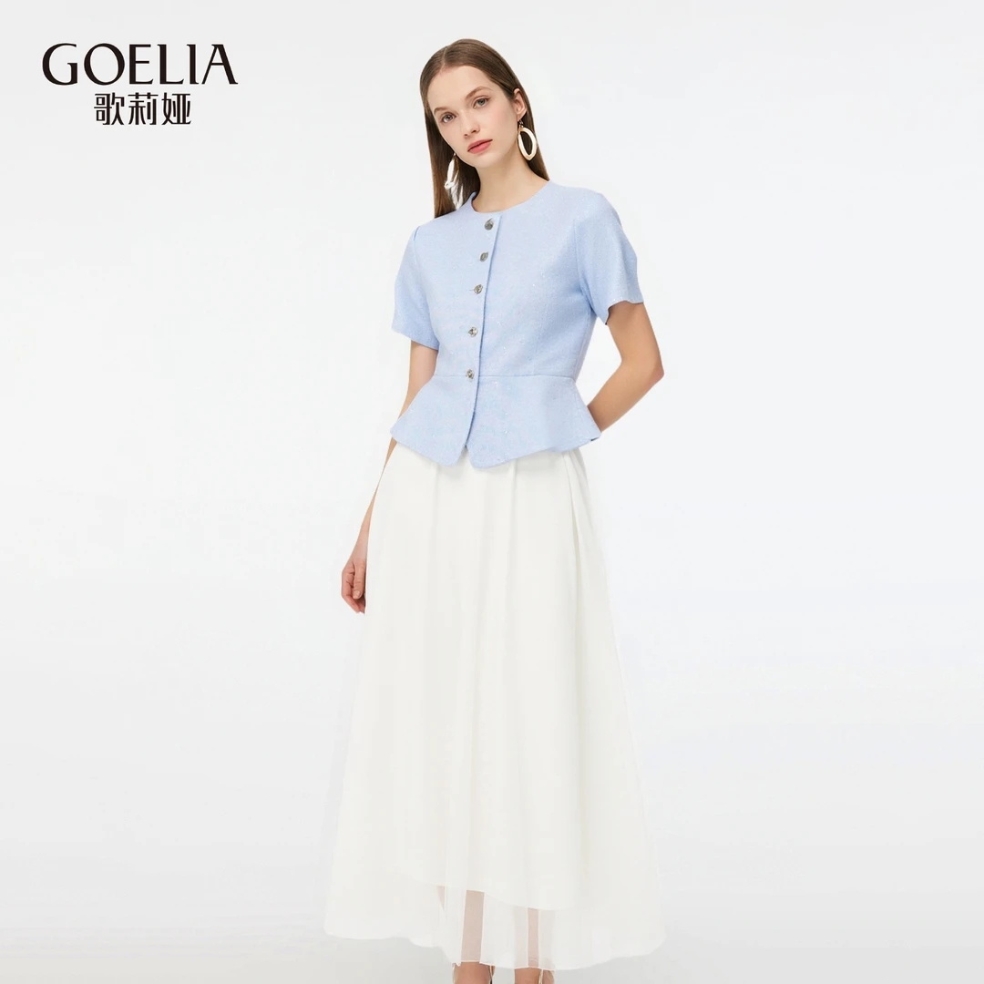 歌莉娅夏季新款小香风上衣+半裙休闲套装显瘦中式优雅1E4RAB07A