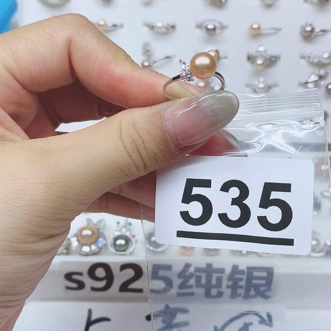 戒指银S925镶嵌淡水珍珠半****1535