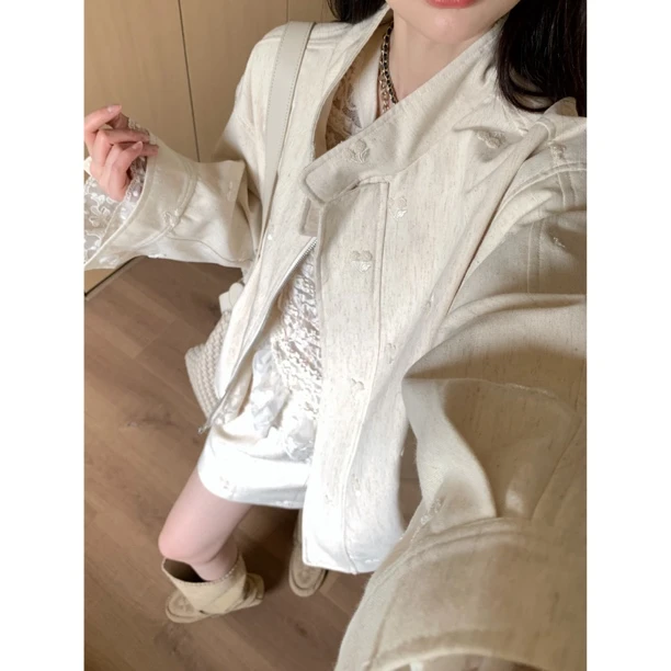 【赵小小&悉尼往事】7859 重工提花刺绣气质休闲松弛感宽松百搭外套