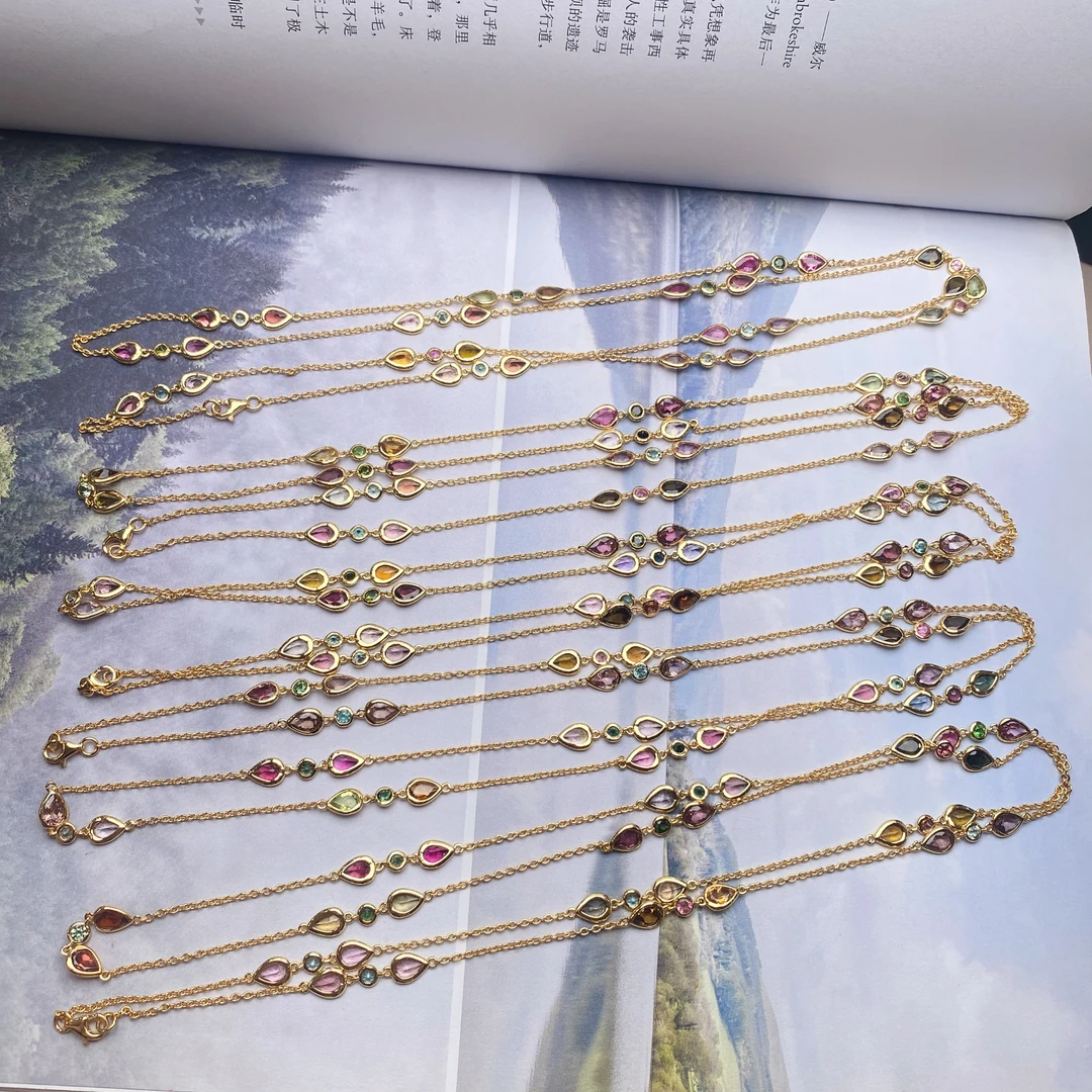 S925银碧玺项链时尚气质简约日常百搭多样性发货1件