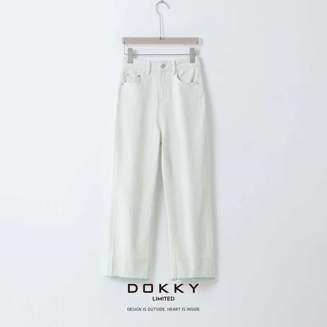 Dokky「半夏牛仔裤.紫标」高定四面弹.九分直筒裤LB0121