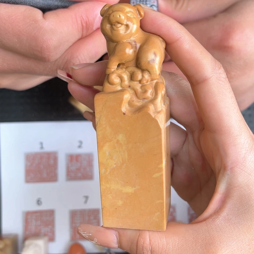 巴林石细*现场纯手工篆刻
