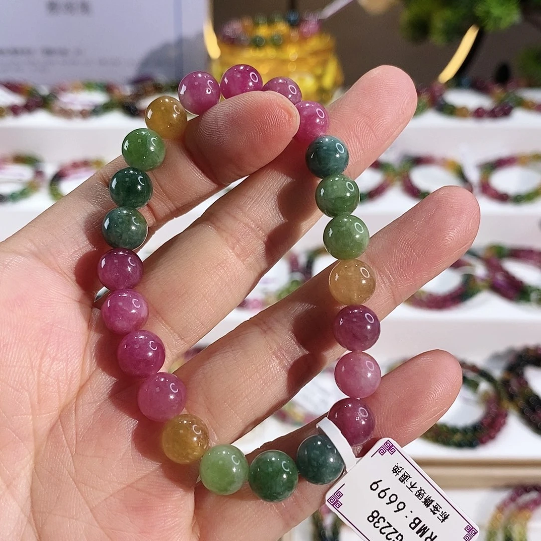 未镶嵌手串碧玺G2238素圈颜色微差