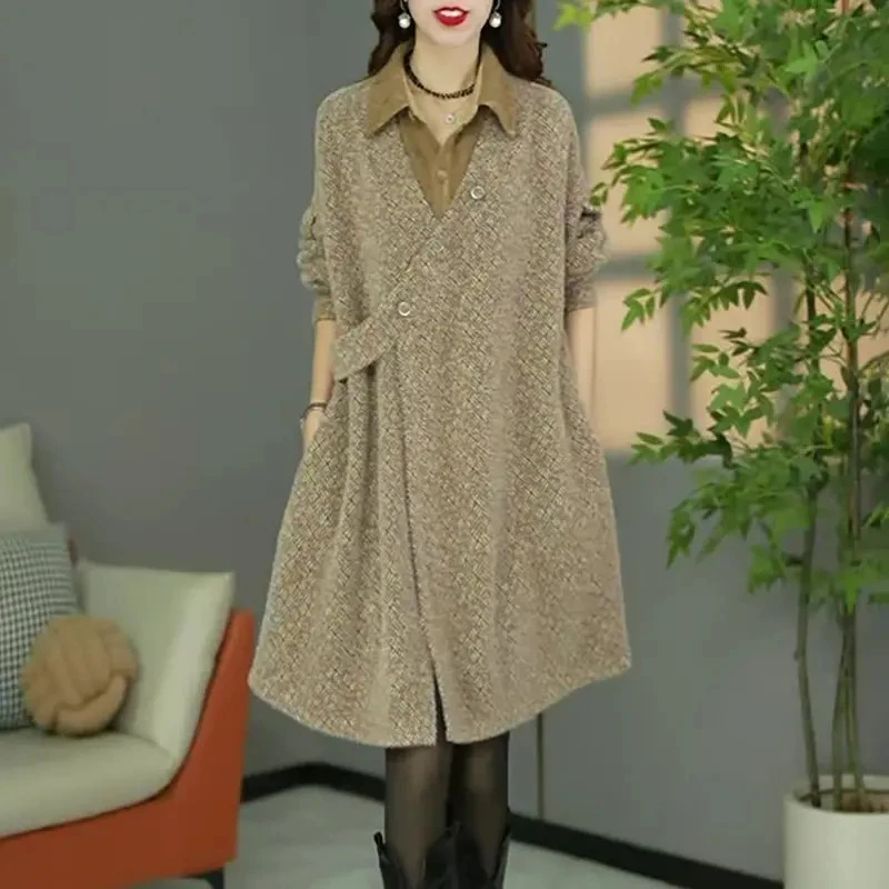 2025冬季新款时尚连衣裙女高端优雅气质减龄奢华休闲中长款裙子