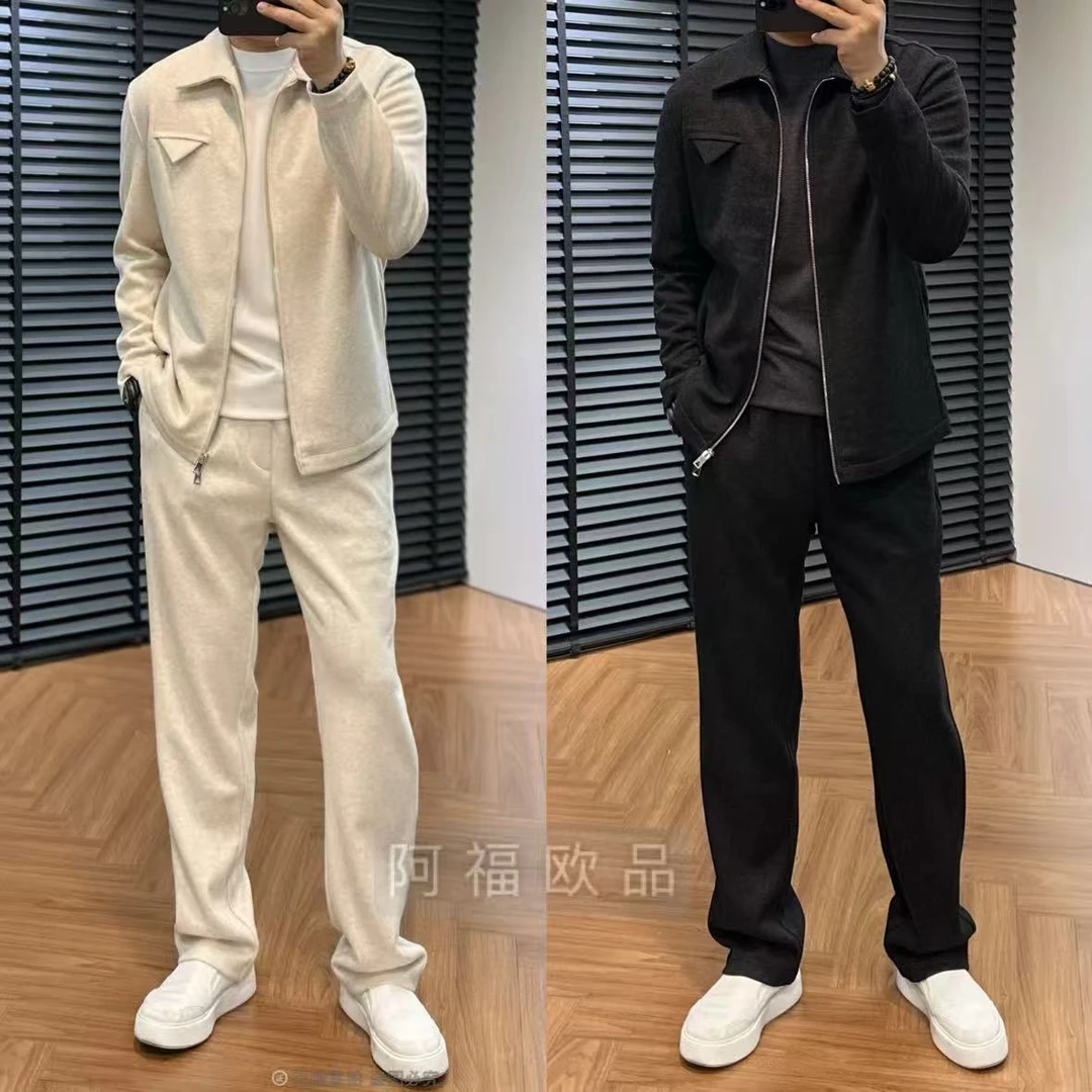 【雅绅男装】男士净奢B*V老钱风羊毛醋酸定织套装秋季