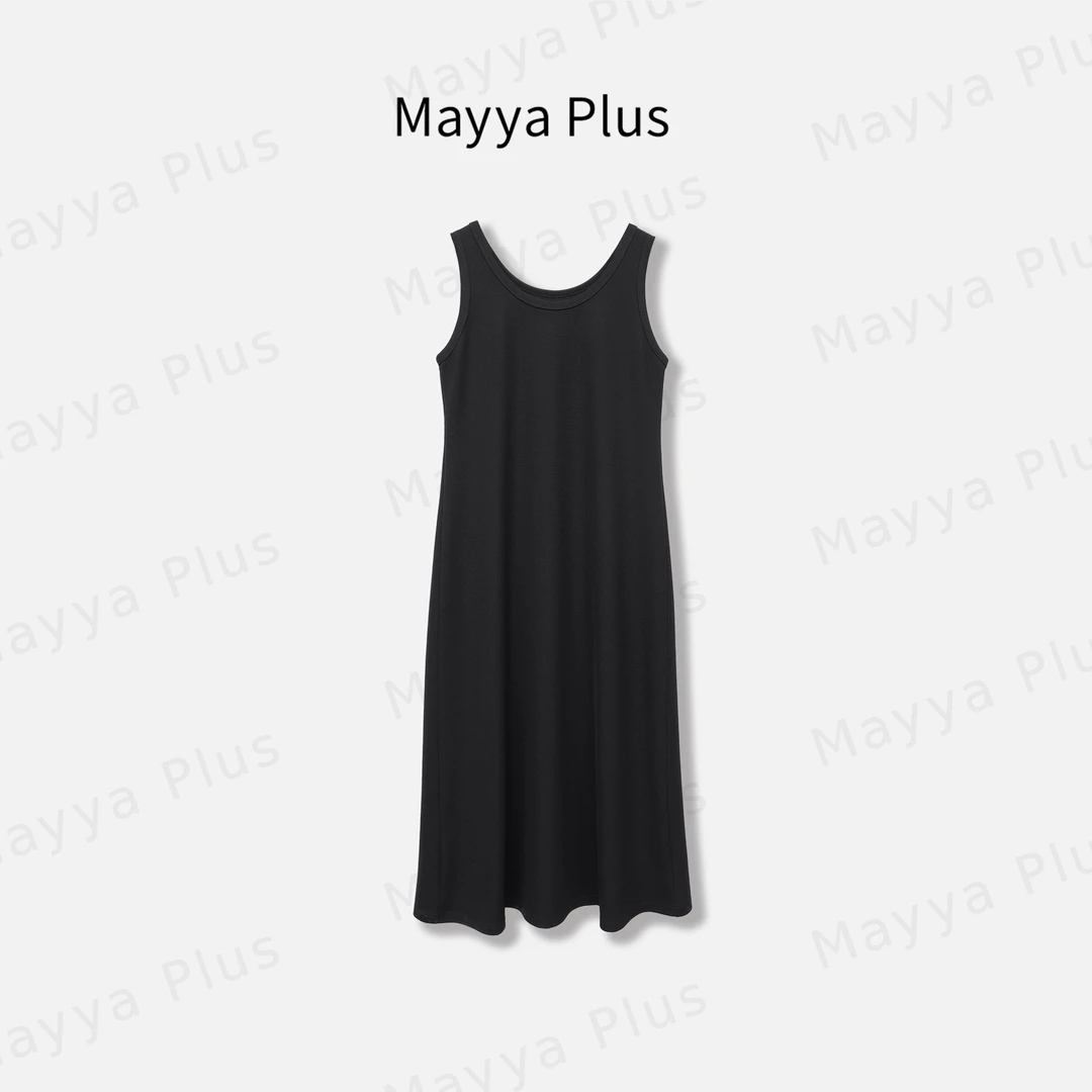 【纸片裙】Mayya Plus麦芽定制简约无袖连衣裙圆领修身裙子32518822
