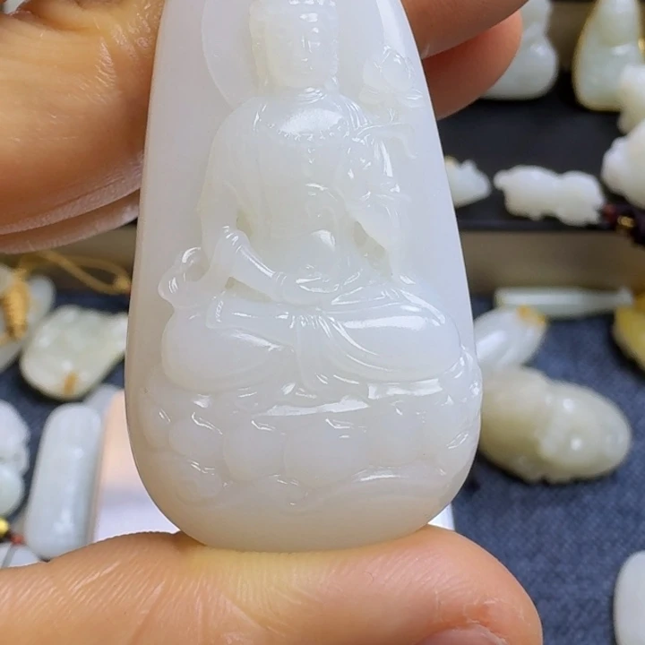 和田玉(白玉)颈饰未镶嵌雨*
