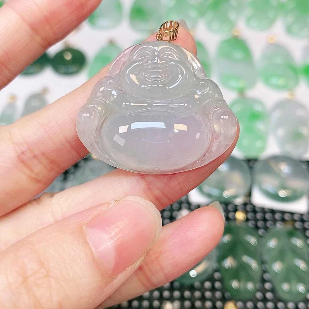 翡翠吊坠(不含链)18K金镶嵌