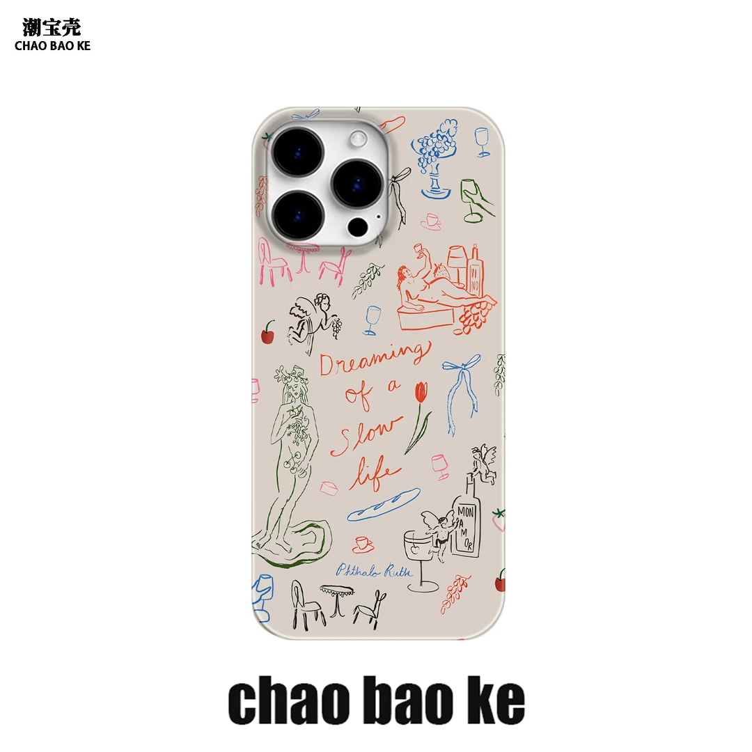 抽象绘画适用于苹果16promax手机壳iphone15pro小众14/13/12p个性