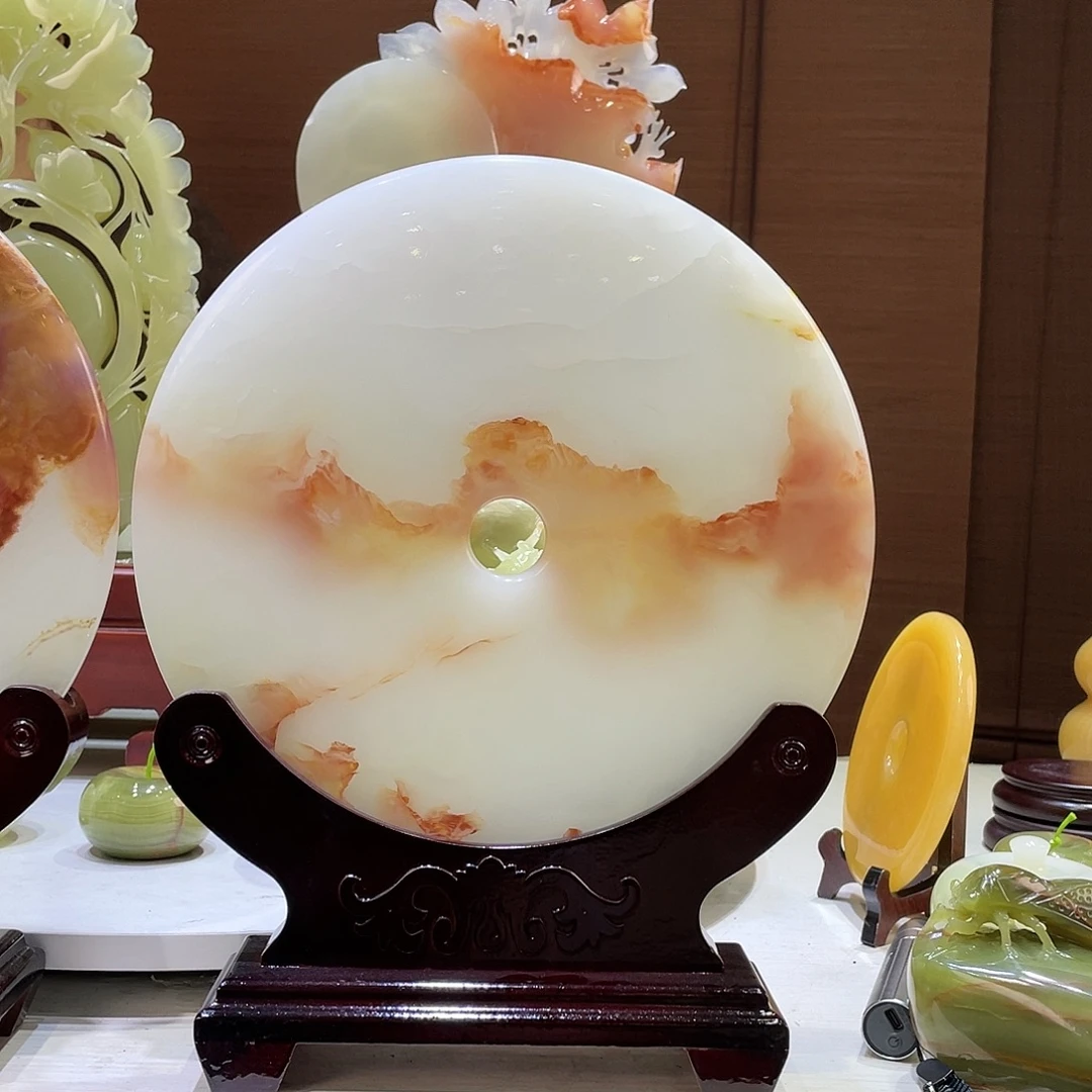 玉精品天然玉石平安扣摆件