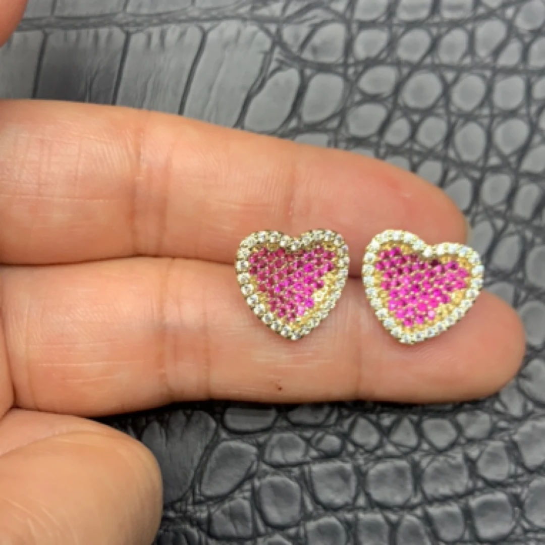 培育蓝宝石时尚爱心耳钉89