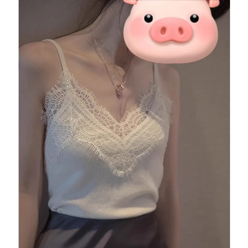 配小西装内搭蕾丝吊带背心女春夏季西服打底外穿甜辣别致性感上衣