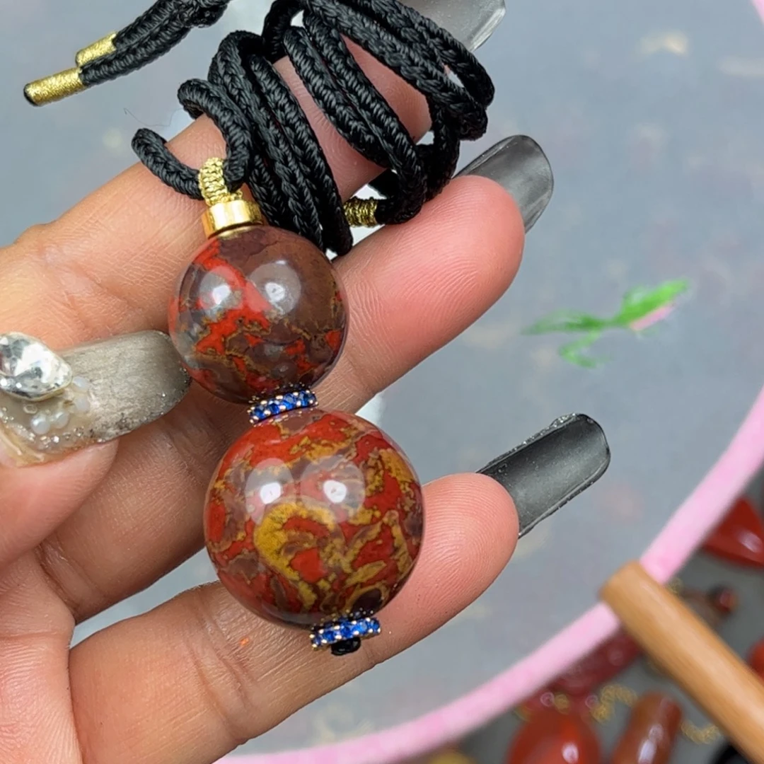 南红玛瑙18K金镶嵌珠子