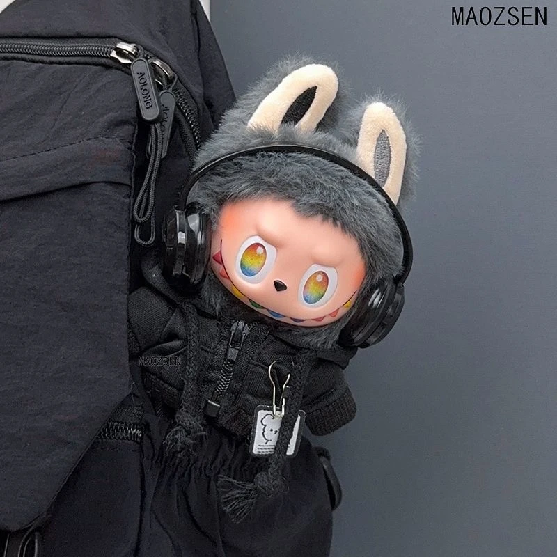 拉布布特色娃衣labubu一二三代玩偶黑卫衣鞋套装换装衣服潮酷lv