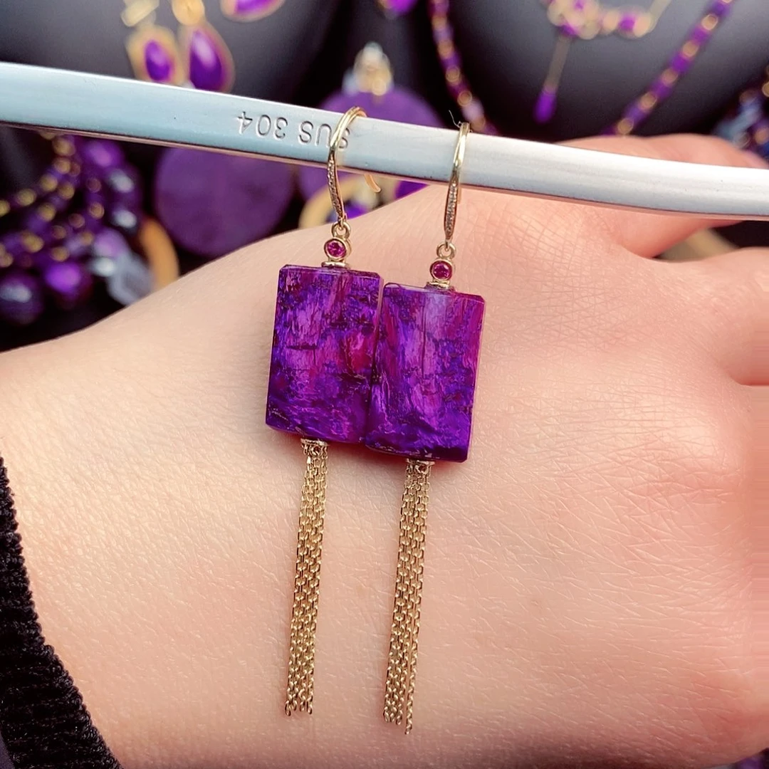 苏纪石（舒俱来）耳饰18K金镶嵌